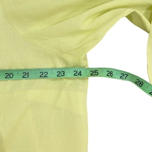 Anthropologie Pilcro Nayeli beaded rhinestone lace linen chartreuse shirt 1x - Picture 15 of 15